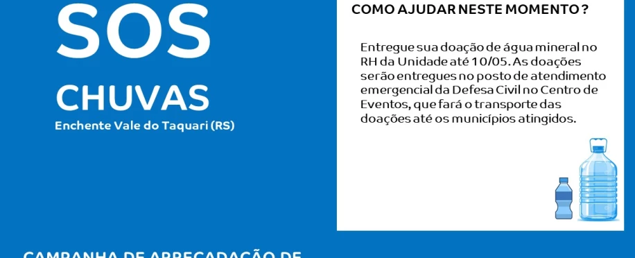 SOS CHUVAS - Arrecadação de água mineral