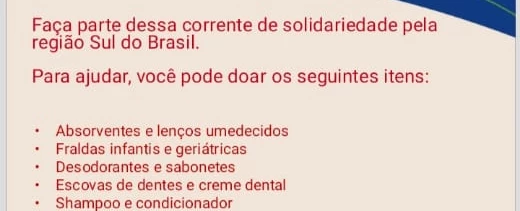 Corrente de Solidariedade pela região Sul