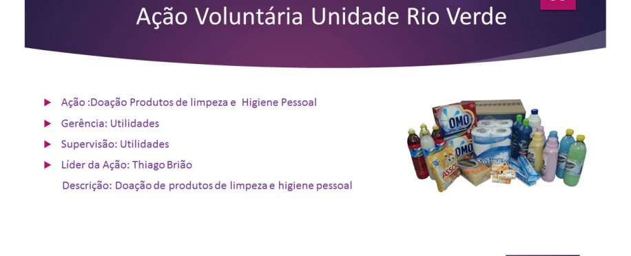 Doação de Produtos de Limpeza e Higiene Pessoal